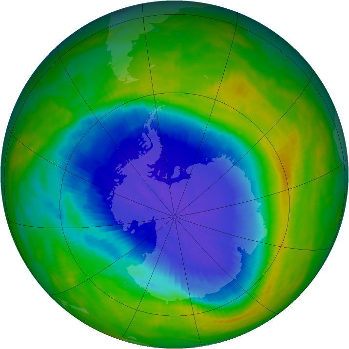 Antarctic ozone map for 22 October 1990